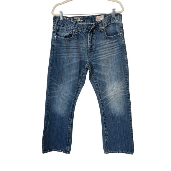 TK Axel Wolcott Jeans Size 34x32 Vintage Boot Cut Blue Medium Wash Western Rodeo - Picture 1 of 12